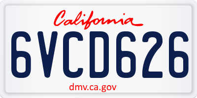 CA license plate 6VCD626