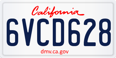 CA license plate 6VCD628