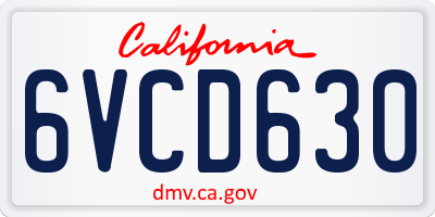 CA license plate 6VCD630