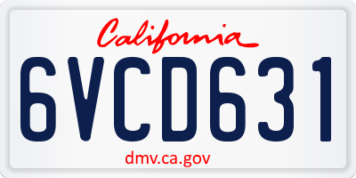 CA license plate 6VCD631