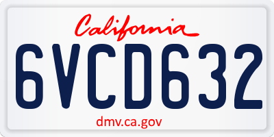 CA license plate 6VCD632
