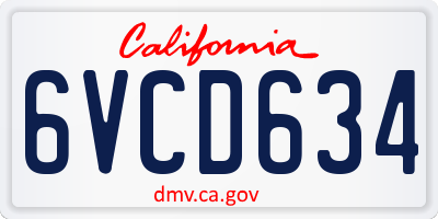 CA license plate 6VCD634
