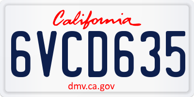 CA license plate 6VCD635