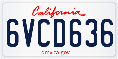 CA license plate 6VCD636