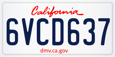 CA license plate 6VCD637