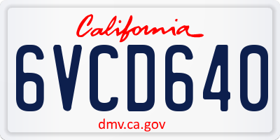 CA license plate 6VCD640