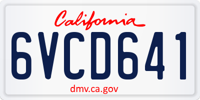 CA license plate 6VCD641