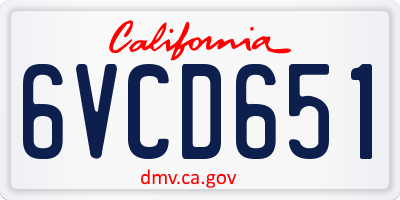 CA license plate 6VCD651