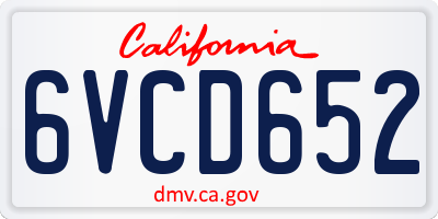 CA license plate 6VCD652