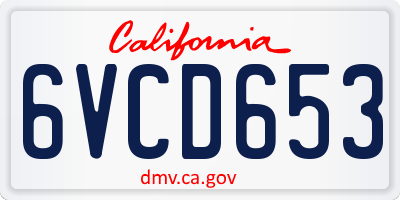 CA license plate 6VCD653