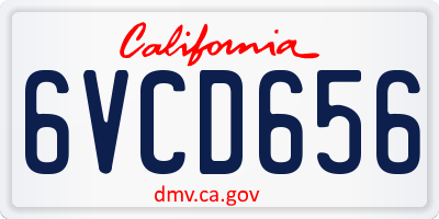 CA license plate 6VCD656