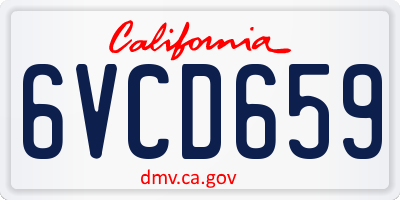 CA license plate 6VCD659