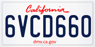 CA license plate 6VCD660