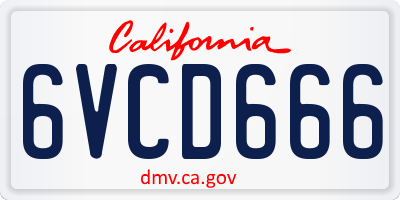 CA license plate 6VCD666