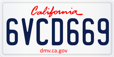 CA license plate 6VCD669