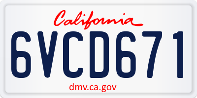 CA license plate 6VCD671