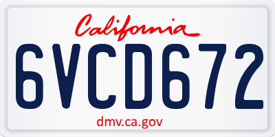 CA license plate 6VCD672