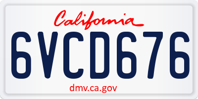 CA license plate 6VCD676