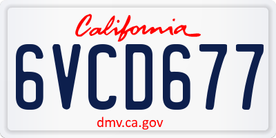 CA license plate 6VCD677