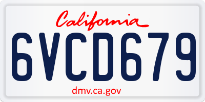 CA license plate 6VCD679
