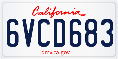 CA license plate 6VCD683