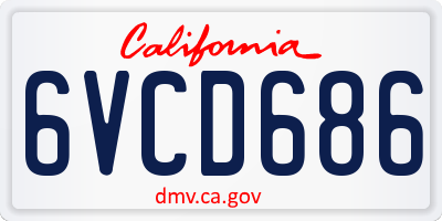 CA license plate 6VCD686