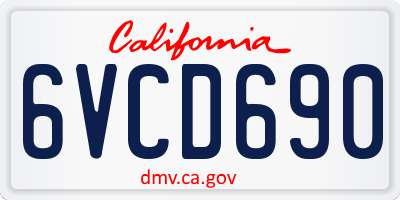 CA license plate 6VCD690