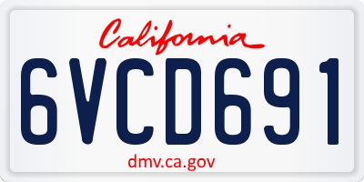 CA license plate 6VCD691