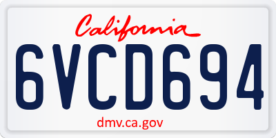 CA license plate 6VCD694