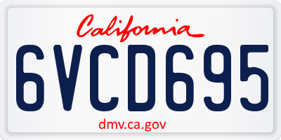 CA license plate 6VCD695
