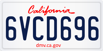 CA license plate 6VCD696