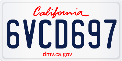 CA license plate 6VCD697