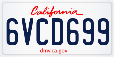 CA license plate 6VCD699
