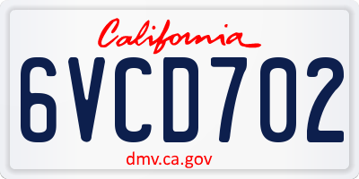 CA license plate 6VCD702