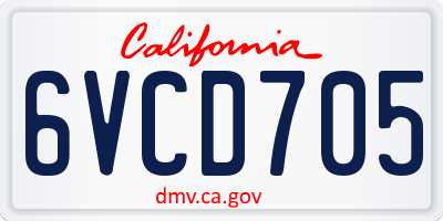 CA license plate 6VCD705