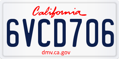 CA license plate 6VCD706