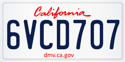CA license plate 6VCD707