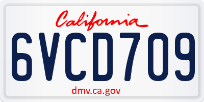 CA license plate 6VCD709