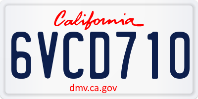 CA license plate 6VCD710