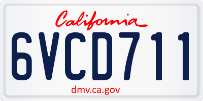 CA license plate 6VCD711