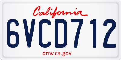 CA license plate 6VCD712