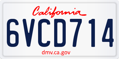 CA license plate 6VCD714
