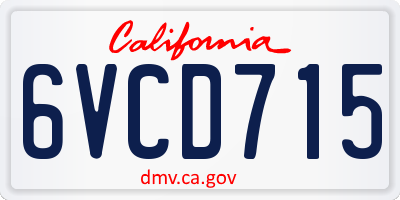 CA license plate 6VCD715