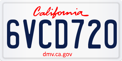 CA license plate 6VCD720