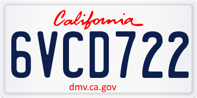 CA license plate 6VCD722