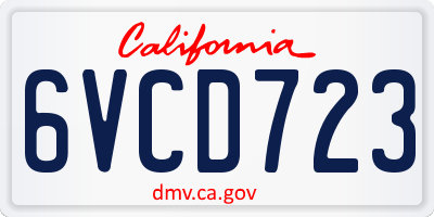 CA license plate 6VCD723