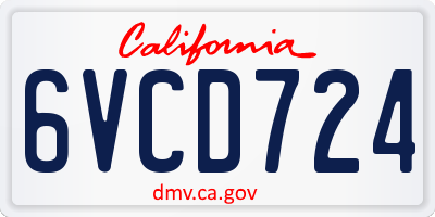 CA license plate 6VCD724