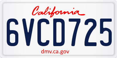 CA license plate 6VCD725