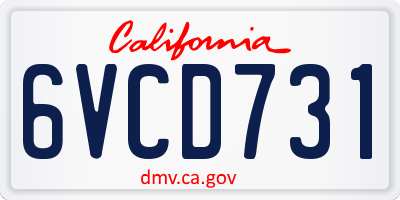 CA license plate 6VCD731