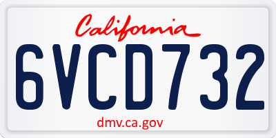 CA license plate 6VCD732